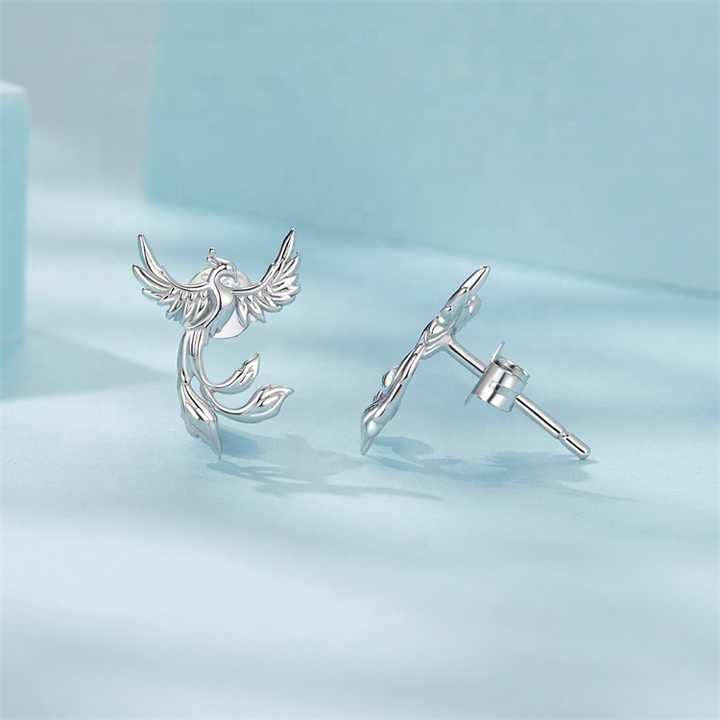 Aretas De Ave Fenix En Plata Ley 925