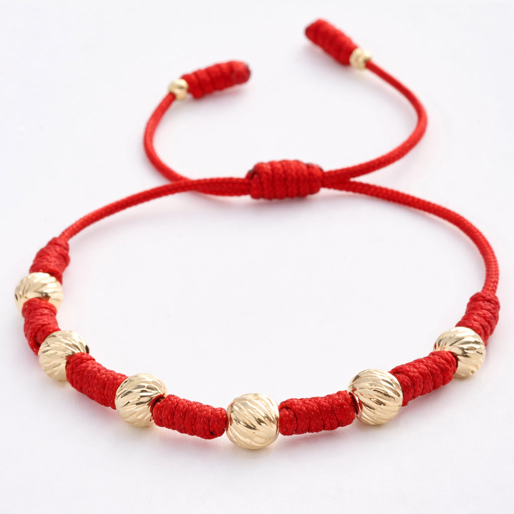 Pulsera 7 Nudos Balines Diamantados Oro 18k