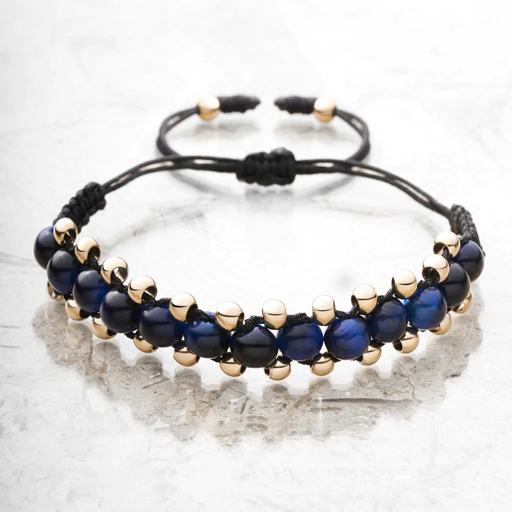 Pulsera Tres Líneas Oro 18k y Cuarzos Naturales