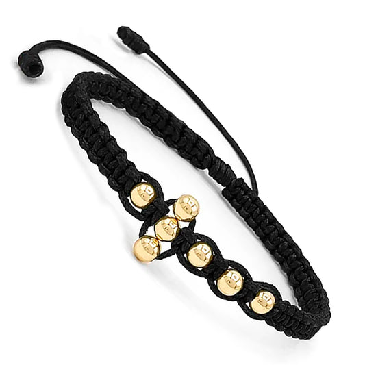 pulsera cruz balines de Oro 18k Negro