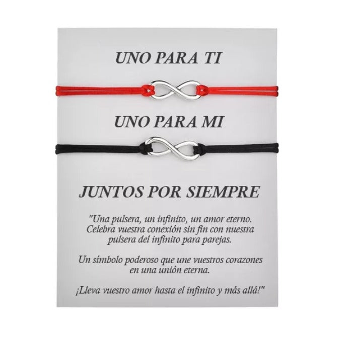 pulsera del infinito en acero con cartón