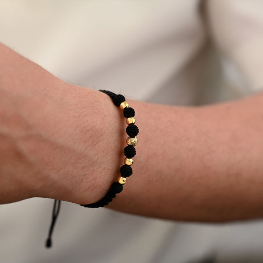 Pulsera Trenzada Neopreno + Balines 18k