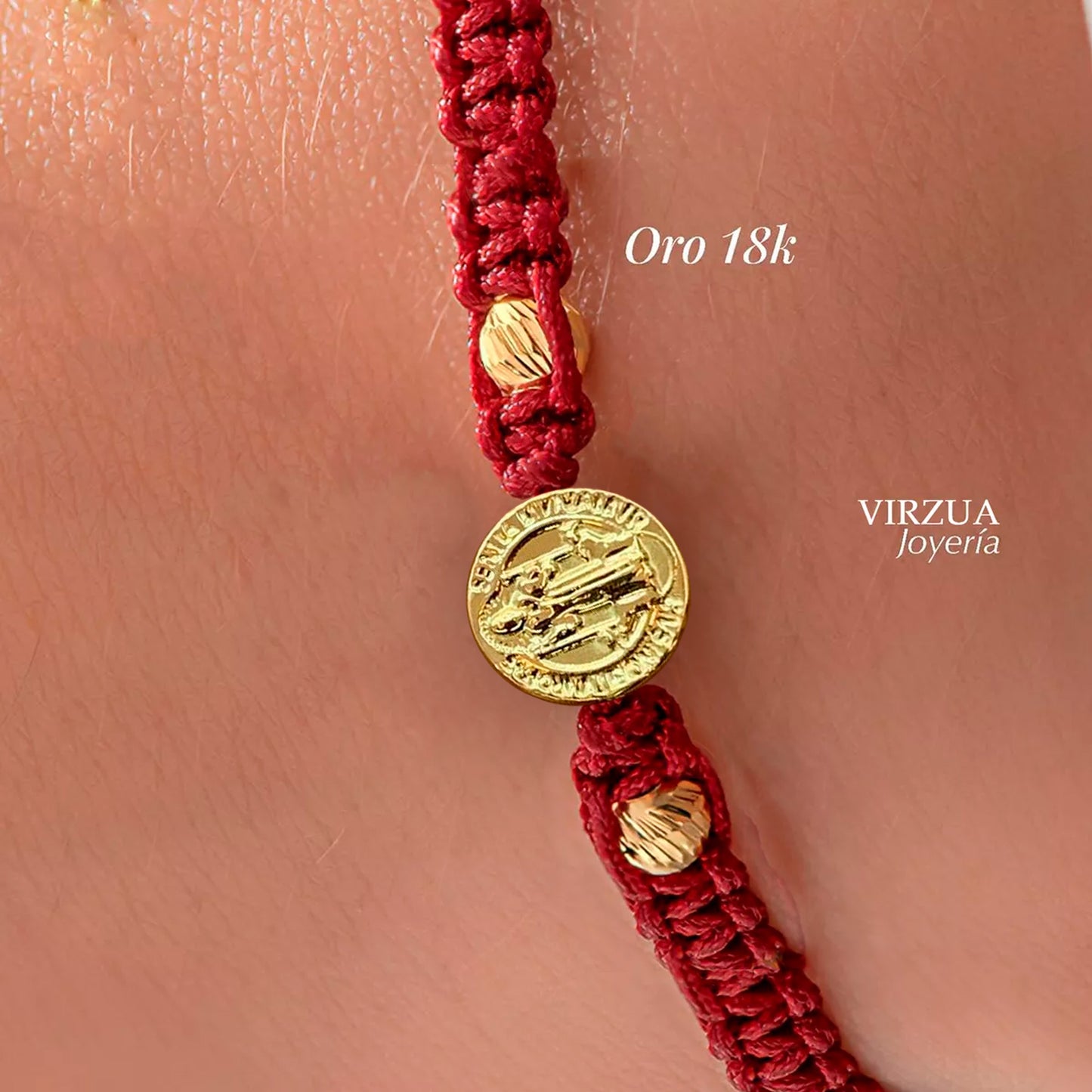 Hermosa Pulsera San Benito Oro 18k