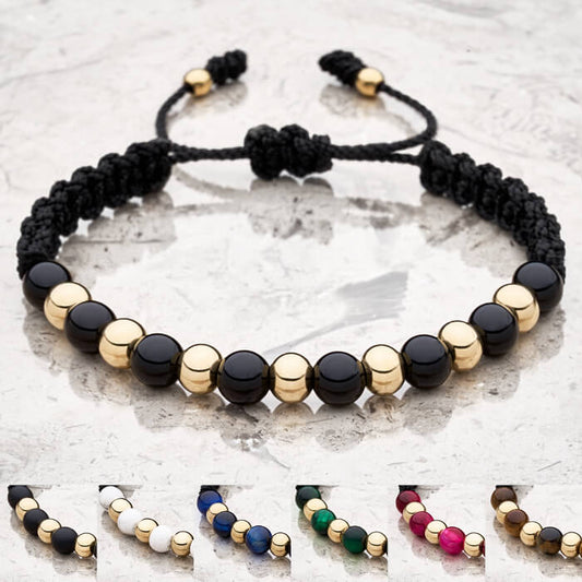 Pulsera Intercalada en Oro 18k y Cuarzos Naturales