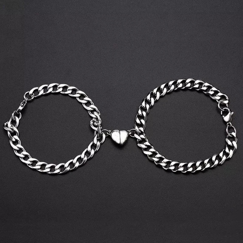 Pulsera De Amor De Acero Inoxidable Con Corazón Imantado