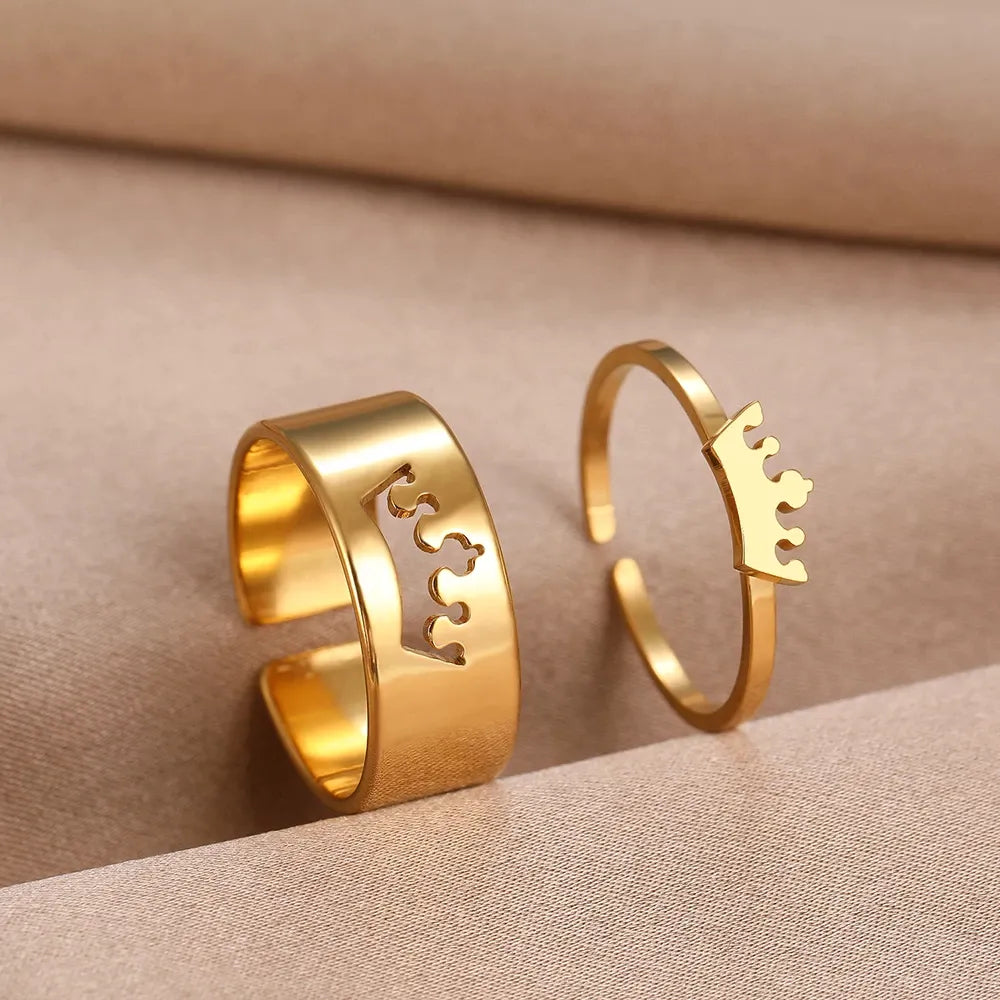 Anillos Para Pareja Del Rey Reina en Acero Inoxidable Virzua