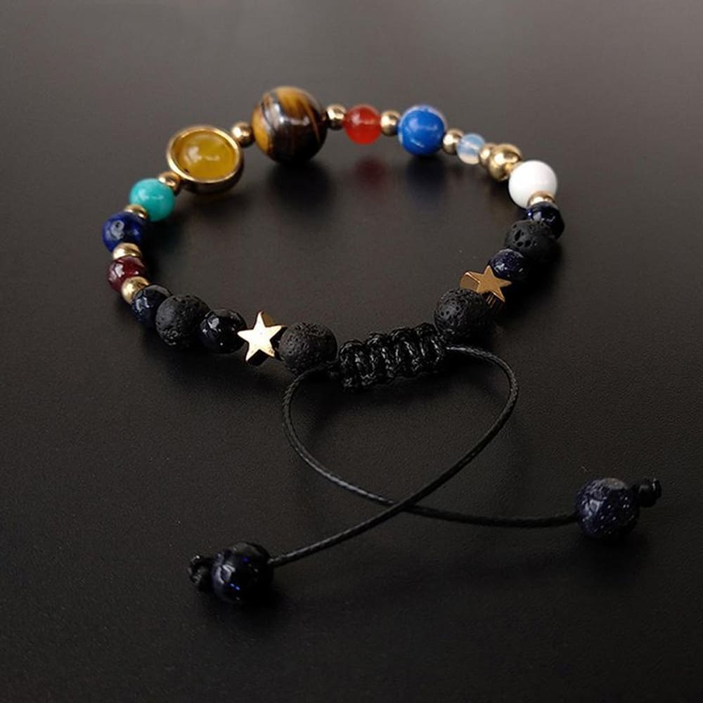 Pulsera Sistema Solar Universo 12 Planetas Cuentas De Piedra