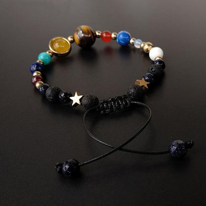 Pulsera Sistema Solar Universo 12 Planetas Cuentas De Piedra