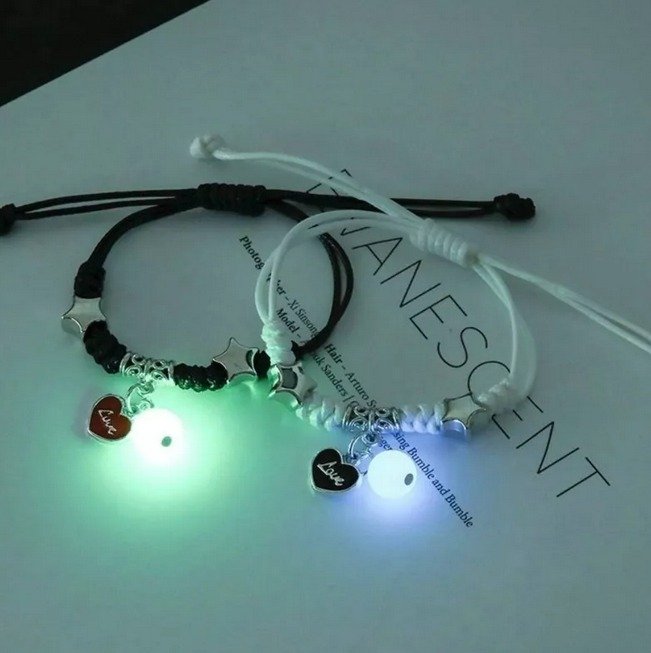 Pulsera Luminosa Tejida Ajustable Parejas Viene X2