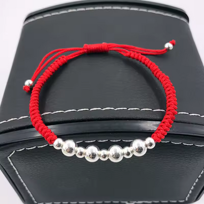 Pulsera Hilo de Balines en Plata Ley