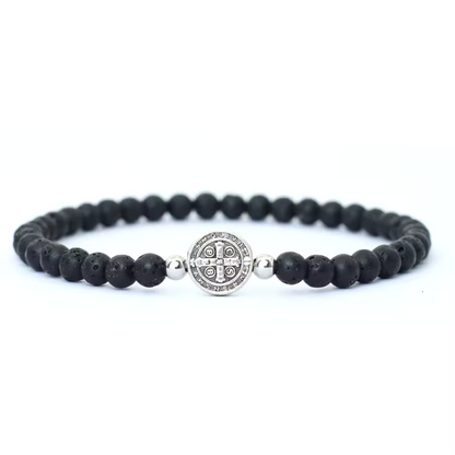 Pulsera de San Benito en Plata y Cuarzos Naturales