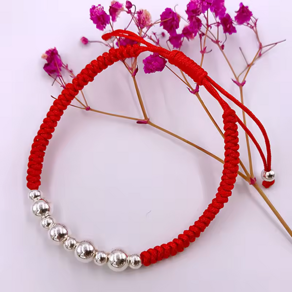 Pulsera Hilo de Balines en Plata Ley