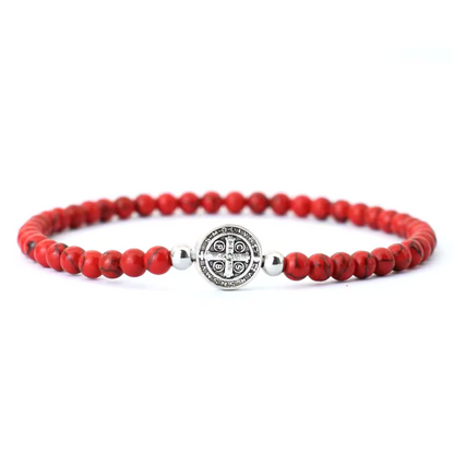 Pulsera de San Benito en Plata y Cuarzos Naturales