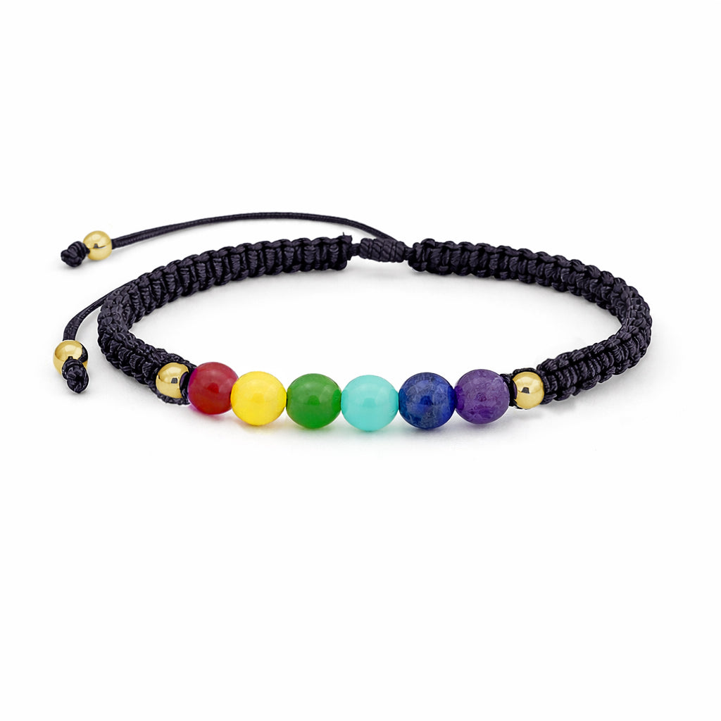 Pulsera 7 Chakras en Fila Oro 18k