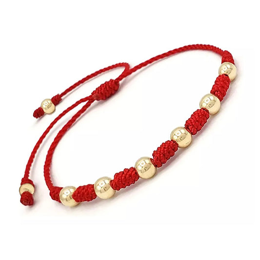 Pulsera 7 Nudos En Oro 18 Kilates Balín 4mm