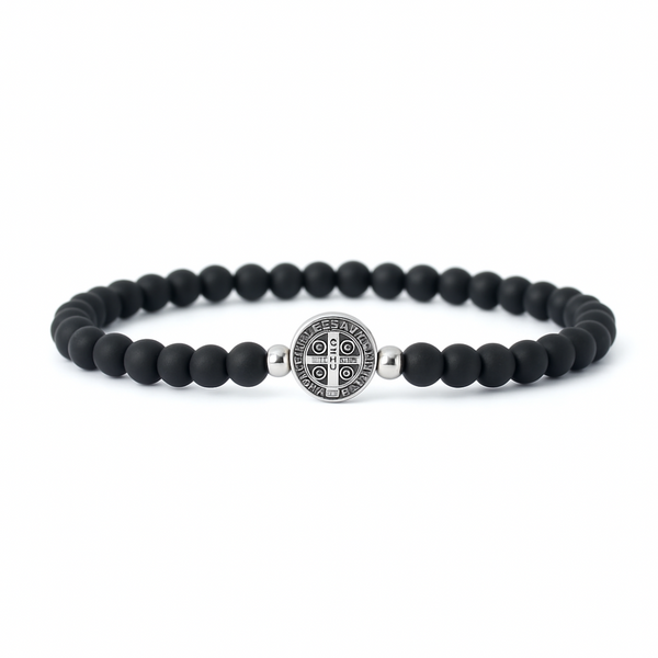 Pulsera de San Benito en Plata y Cuarzos Naturales