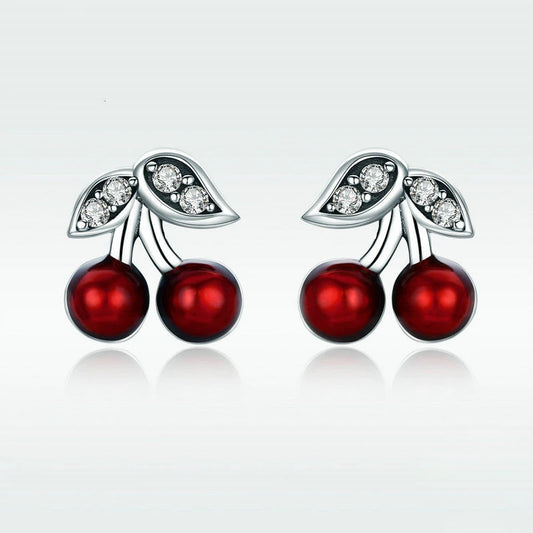 Aretas En Plata Ley 925 De Cereza Dulce