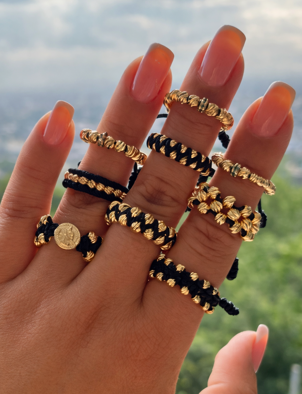 Anillo Tejido Tres Carriles 18k