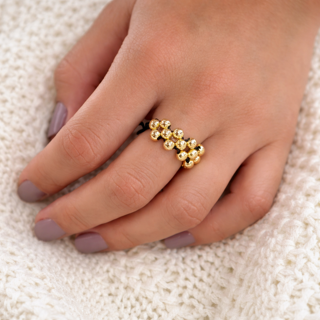 Anillo Tejido Tres Carriles 18k