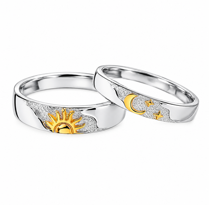 Anillos Sol y Luna en Plata de Ley 925 con Certificado Autenticidad