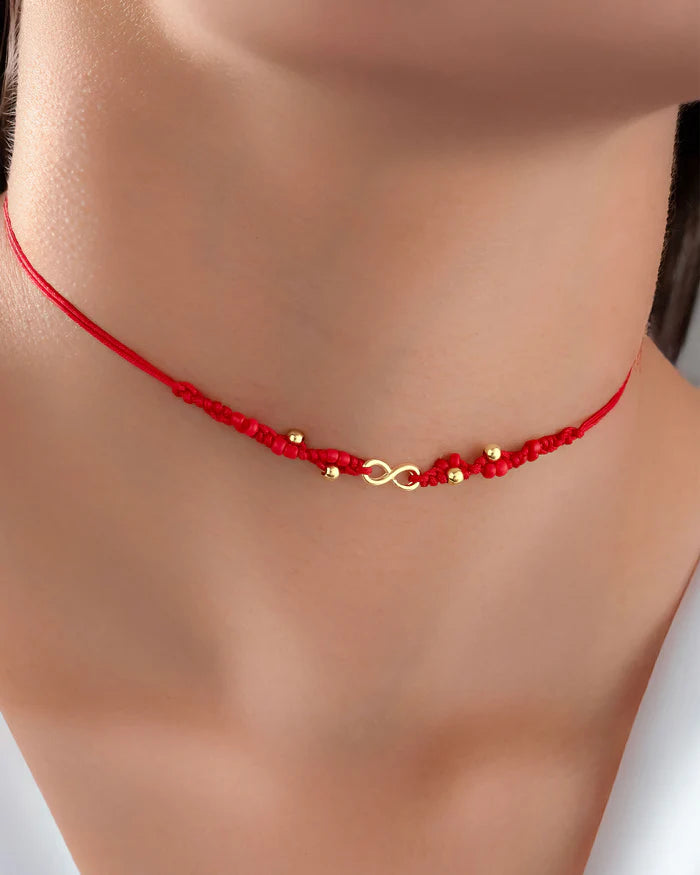 Choker Infinito y Balines en Oro 18k