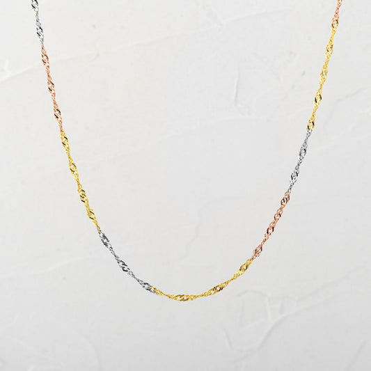 Cadena Singapur Tres Oros 18k