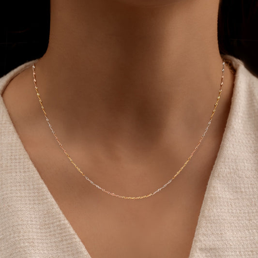 Cadena Singapur Tres Oros 18k