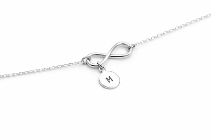 Pulsera Infinito en Plata Italiana de Letra Personalizada