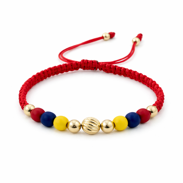 Pulsera Tricolor Colombia Balines Grandes 18k