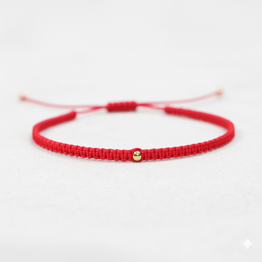 Hilo Rojo Pepita Oro 18k Trenzado