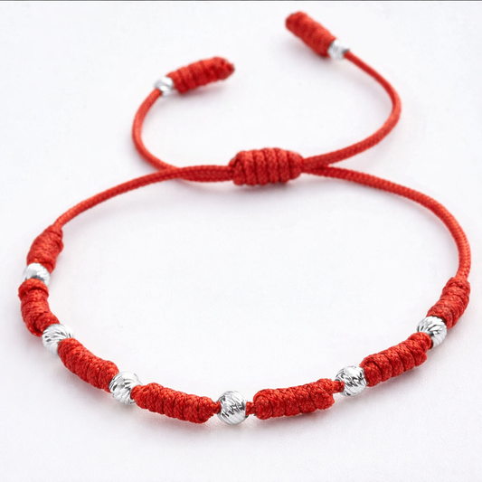 Pulsera 7 Nudos Balines Diamantados Plata Esterlina