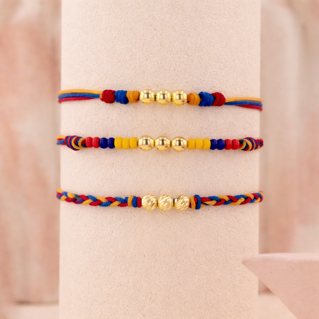 Pulsera Colombia Tres Balines Oro 18k