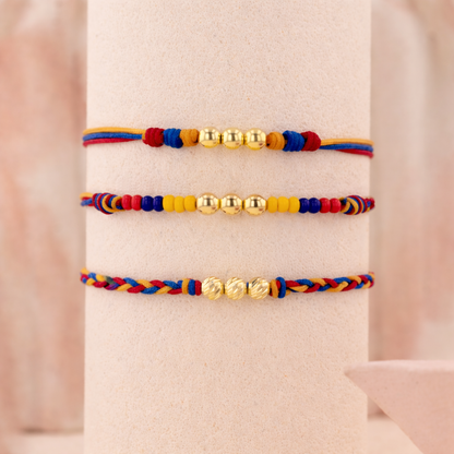 Pulsera Colombia Tres Balines Oro 18k