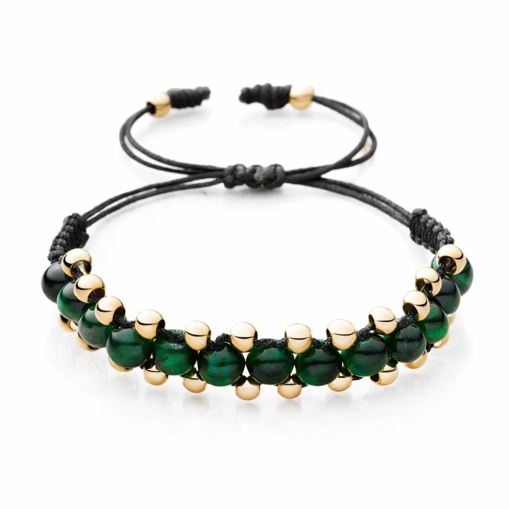 Pulsera Tres Líneas Oro 18k y Cuarzos Naturales