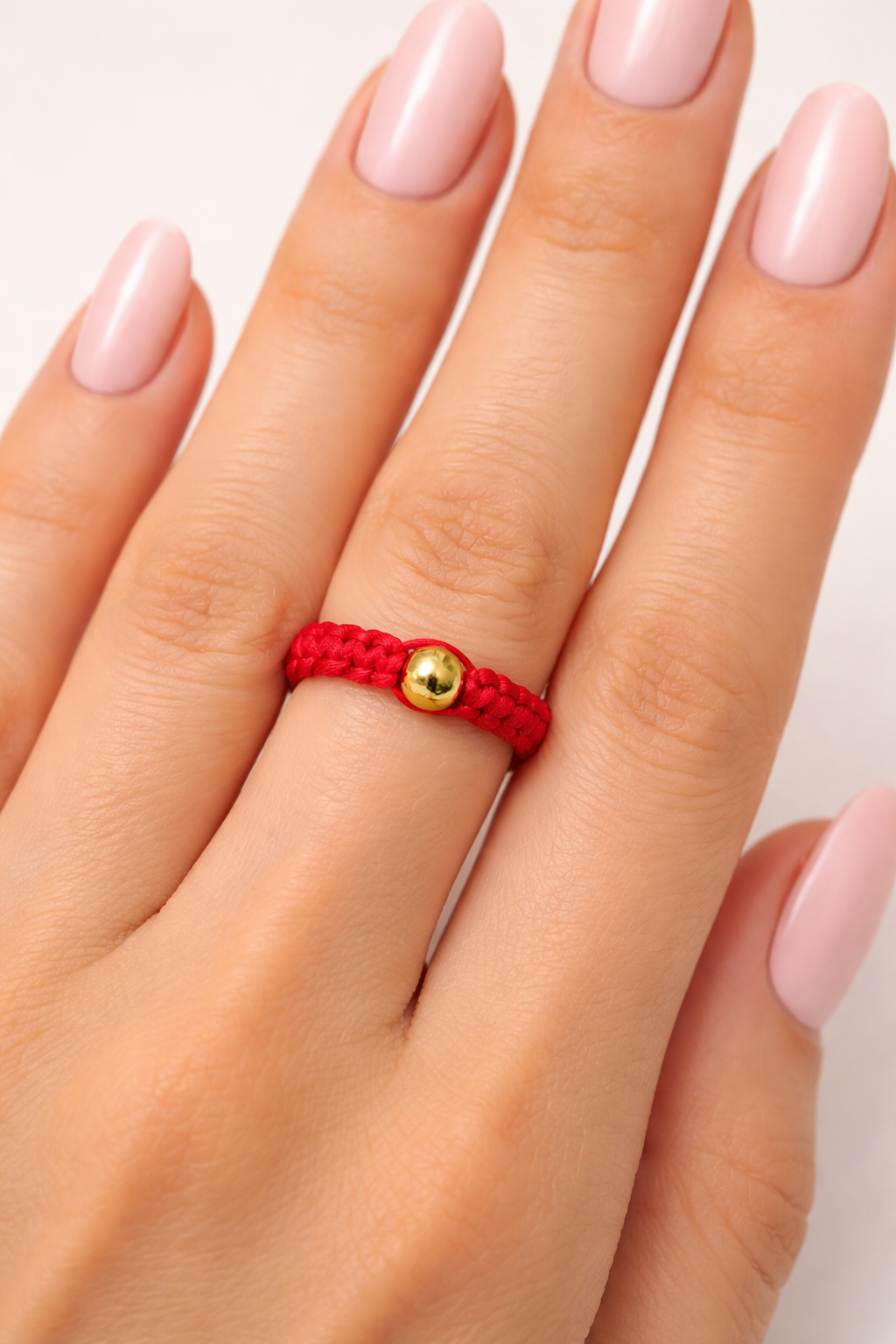 Anillo Tejido Hilo del Destino Pepita de Oro 18K