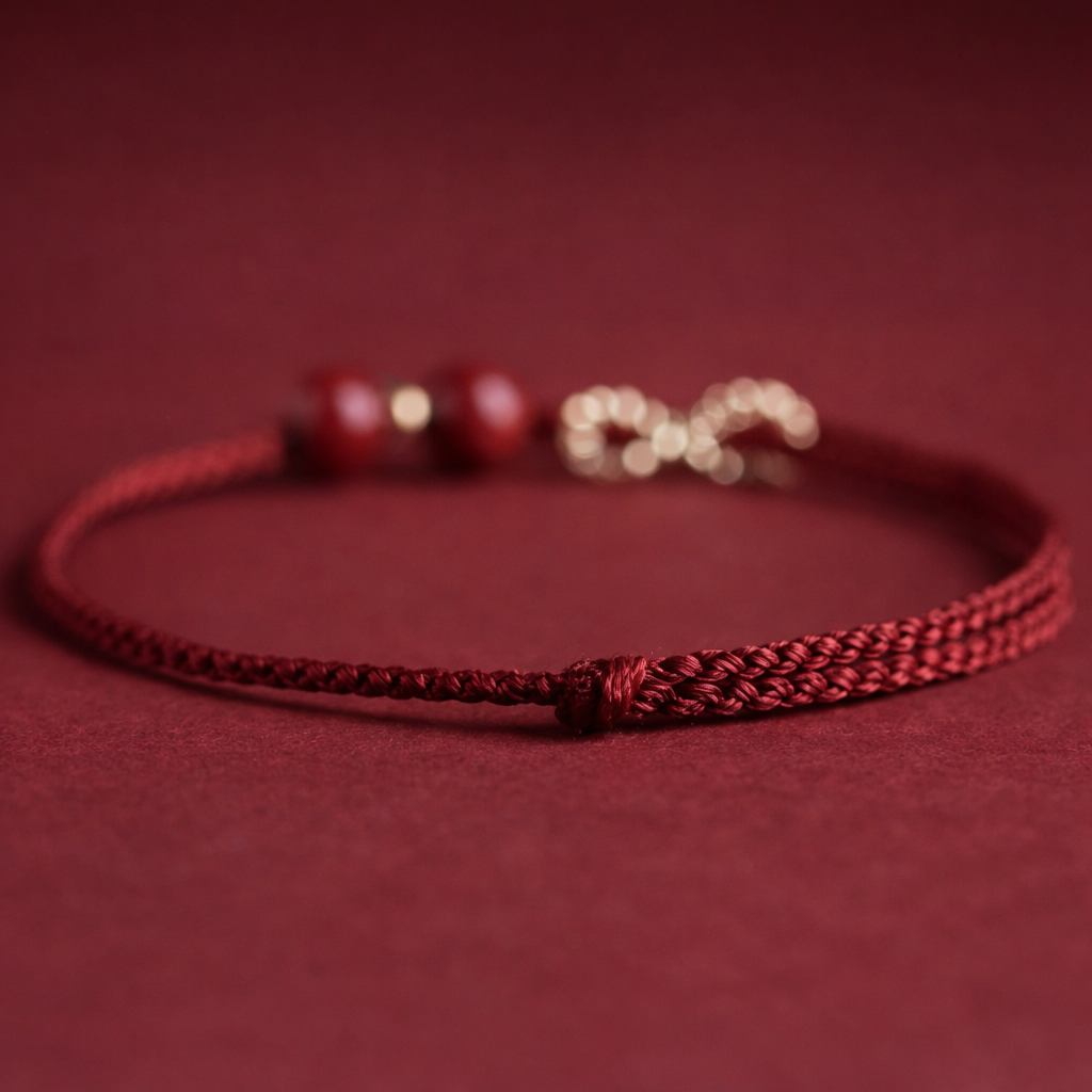Pulsera Prosperidad Infinito Oro 18k y Piedra Cinabrio