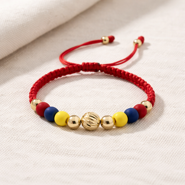 Pulsera Tricolor Colombia Balines Grandes 18k