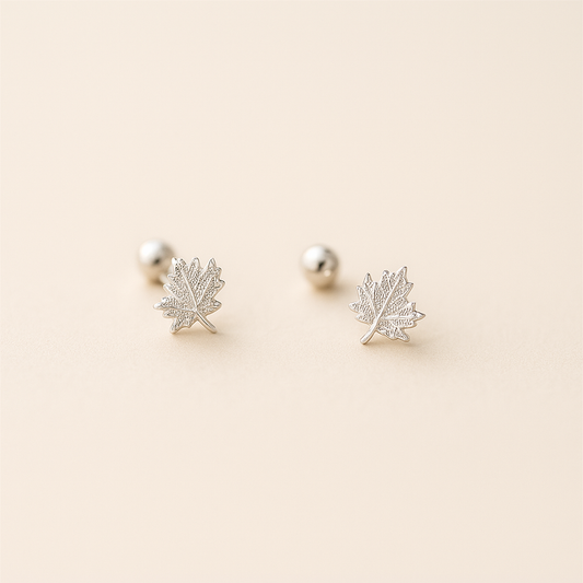 Aretes de Plata Ley 925 con Diseño de Hoja