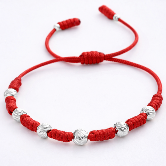 Pulsera 7 Nudos Balines Diamantados Plata Esterlina