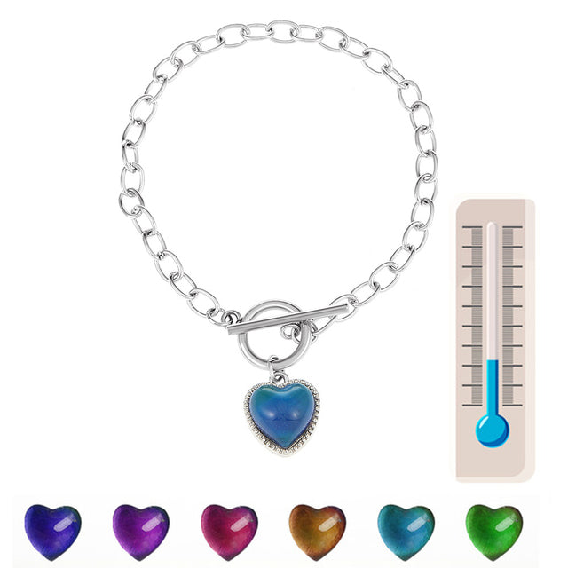 Pulsera De Corazón Cambio De Color Por Emociones Inoxidable