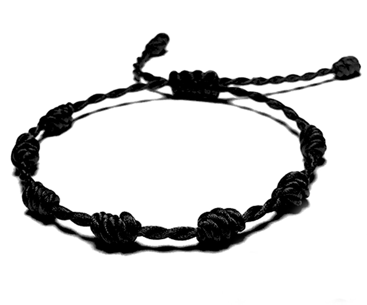 Cordón de 7 Nudos en Tejido Negro