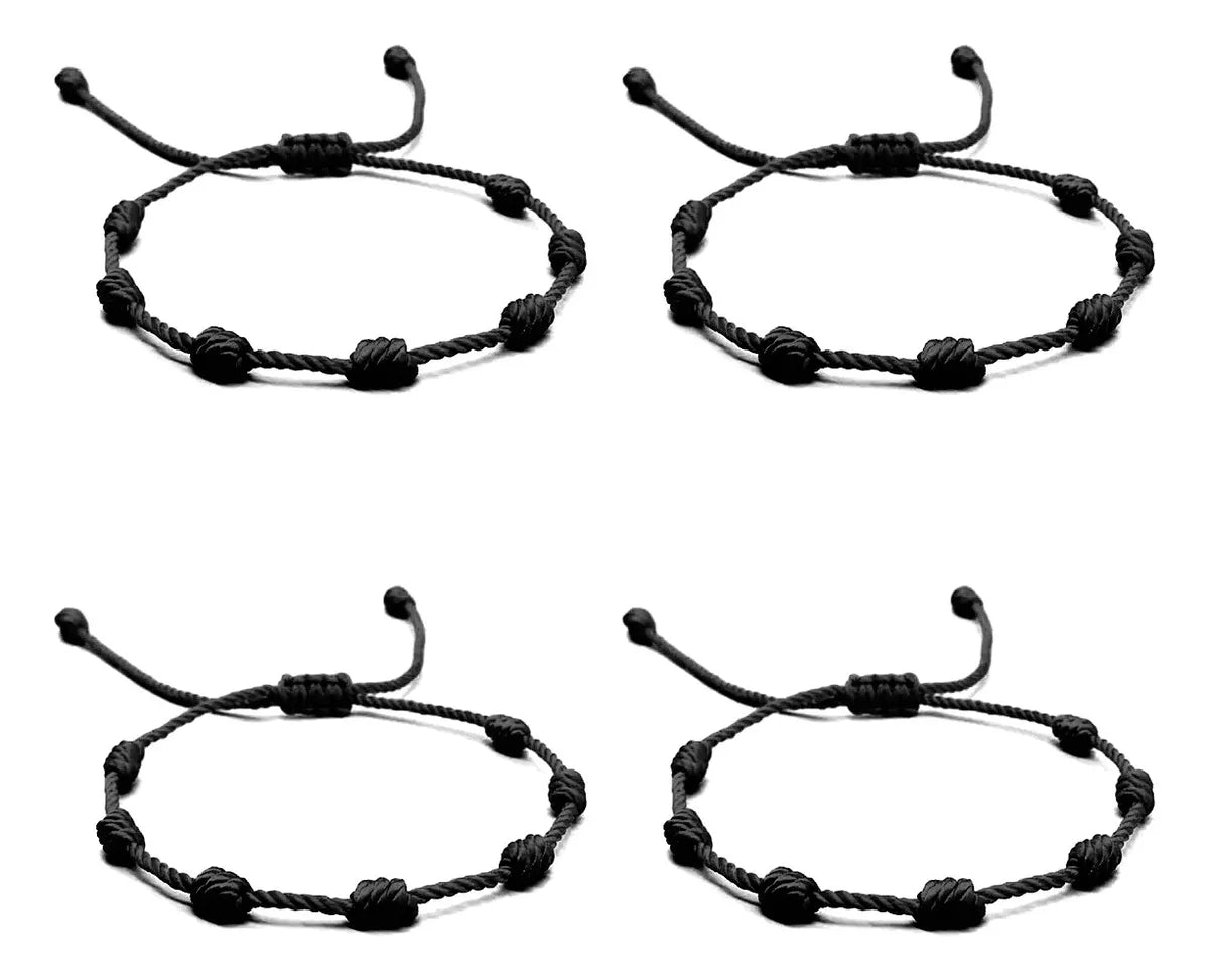Cordón de 7 Nudos en Tejido Negro Set de 4