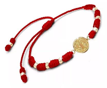 Pulsera San Benito Oro Real 18k Balín 4mm