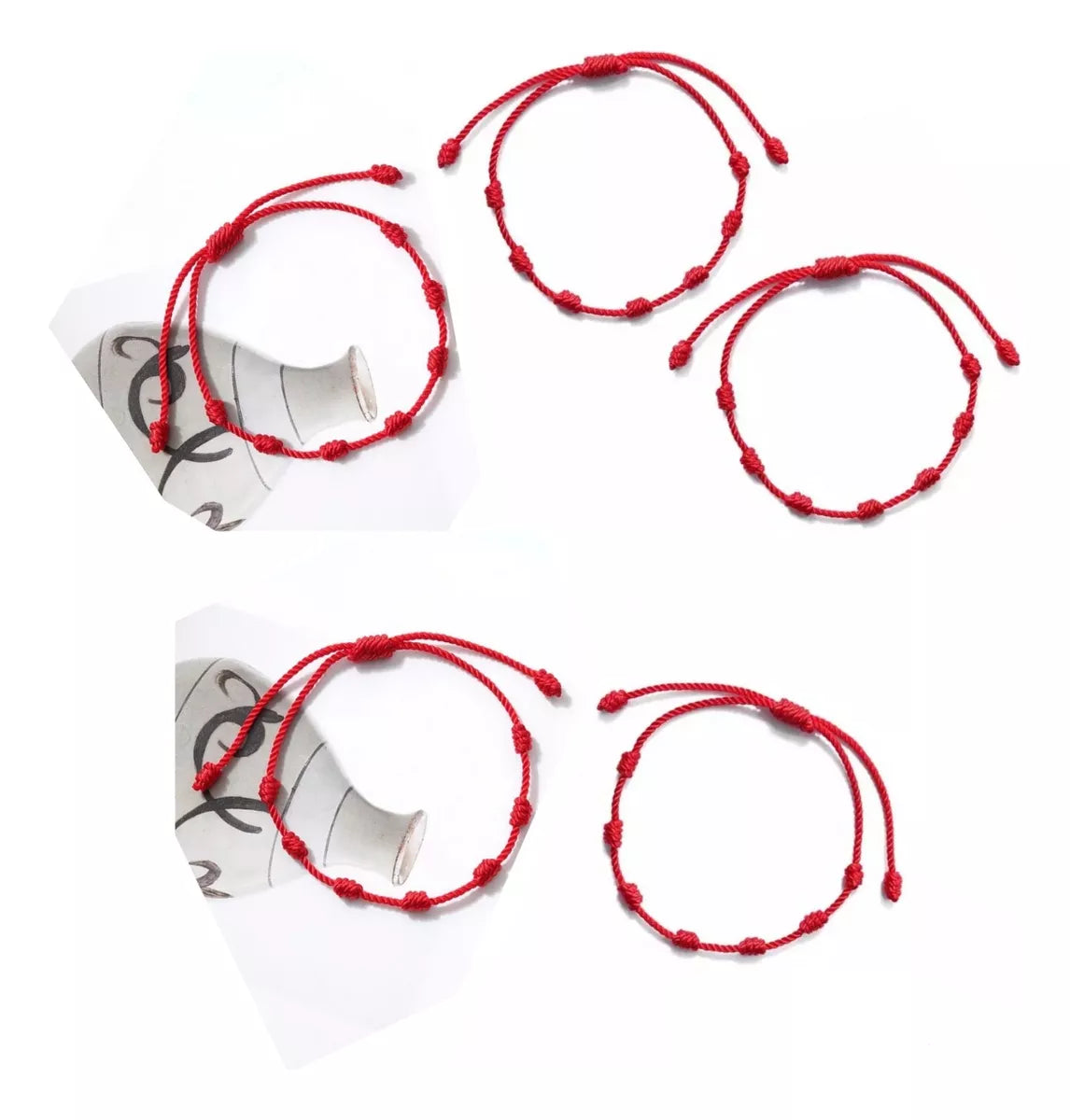 Brazalete de los 7 Nudos para Parejas en Hilo Rojo