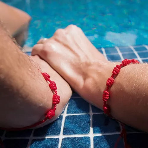 Brazalete de los 7 Nudos para Parejas en Hilo Rojo