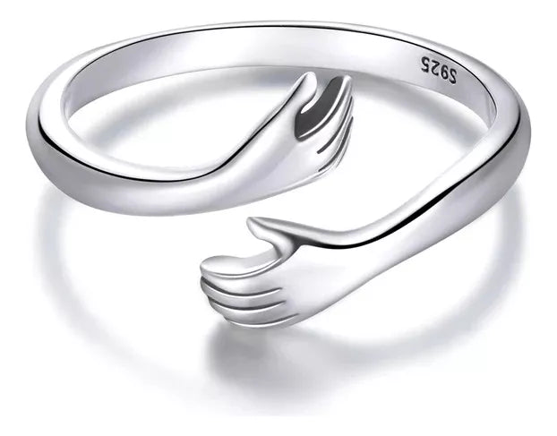 Anillo De Plata De Ley 925 Auténtica De Mano Cálida Amorosa