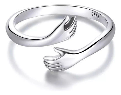 Anillo De Plata De Ley 925 Auténtica De Mano Cálida Amorosa