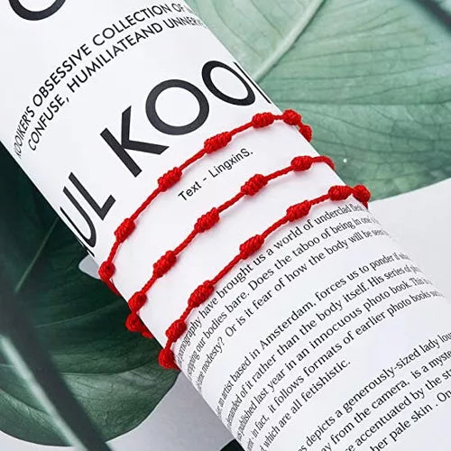 Brazalete de los 7 Nudos para Parejas en Hilo Rojo