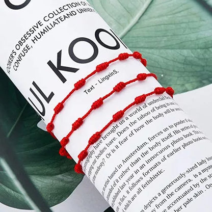 Brazalete de los 7 Nudos para Parejas en Hilo Rojo
