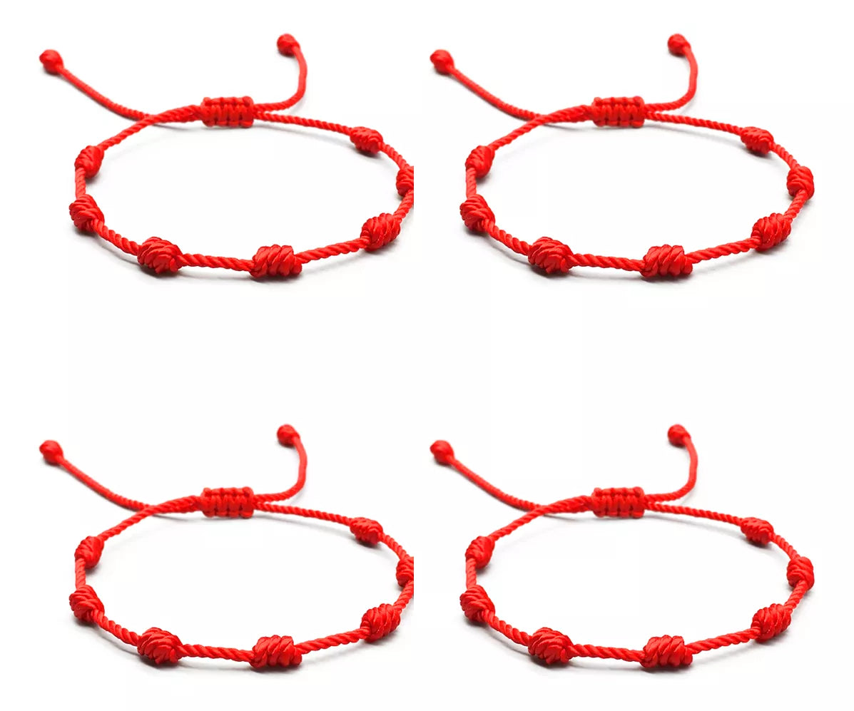 Brazalete de los 7 Nudos para Parejas en Hilo Rojo